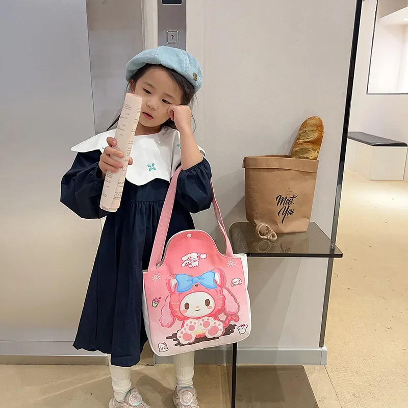 Sanrio-Bolso de un solo hombro de Hello Kitty para niños, bandolera ligera de dibujos animados, a la moda, portátil