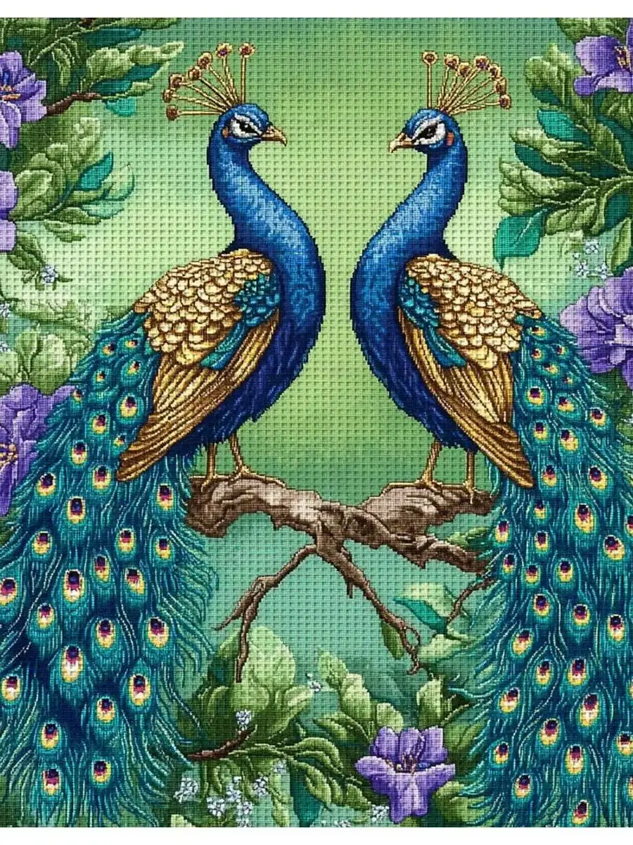 1 Stück 30x30 cm/11,8 Zoll Pfauen-Motiv Kreuzstich-Set DIY-Kit 11CT/14CT DIY-Stickerei-Set DIY-Kreuzstich-Set – Detail 1