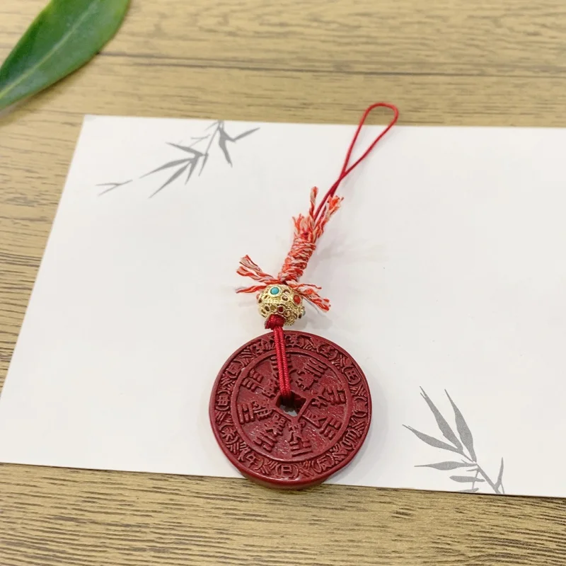 Purple Gold Sand Cinnabar Taoist Ornament Mountain Ghost Flower Pendant Necklace Inlaid Low Content