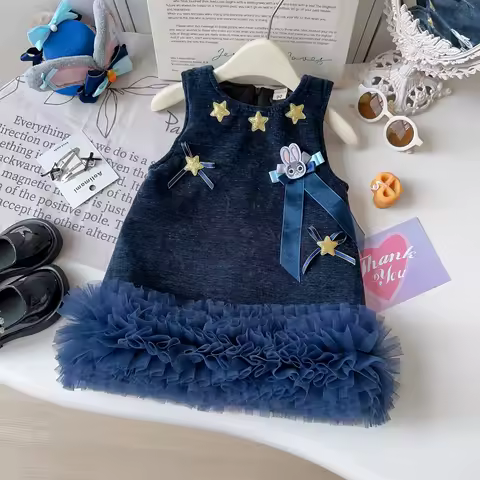Judy Officer Bunny 2026 Girl Dress Autumn and Winter New Style Children Vest Dress Fashion and Warm Thick Kids Evening Dress