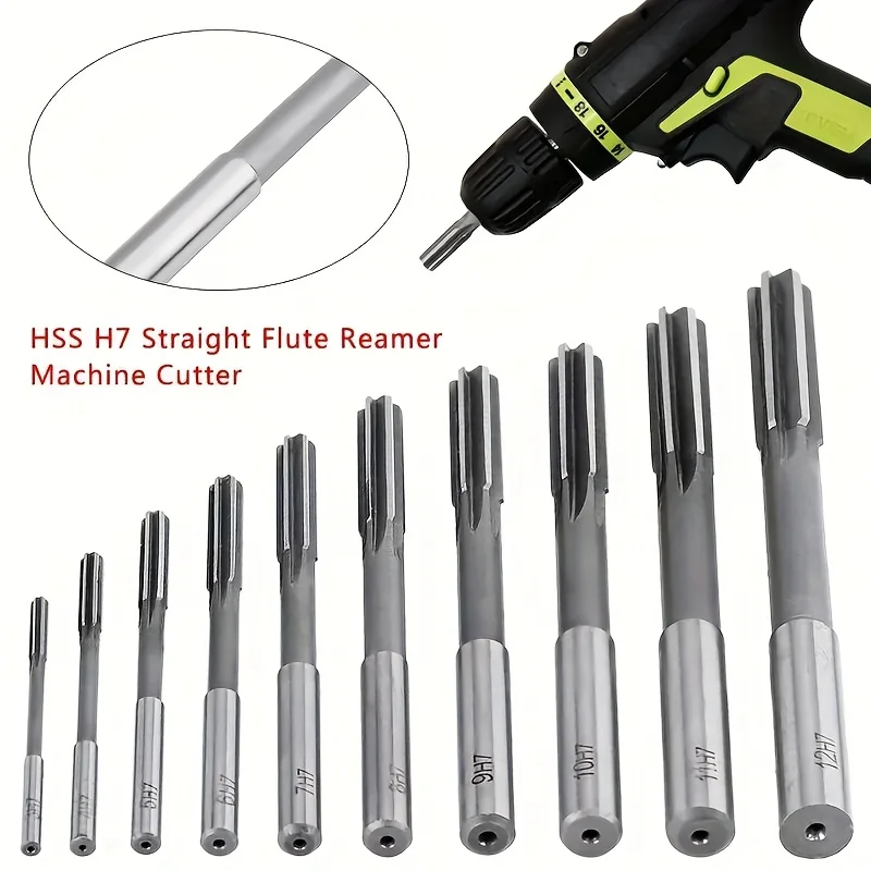 

10 Pcs 3-12mm H7 Machine Reamer HSS High Speed ​​Steel Straight Shank Reamer Set