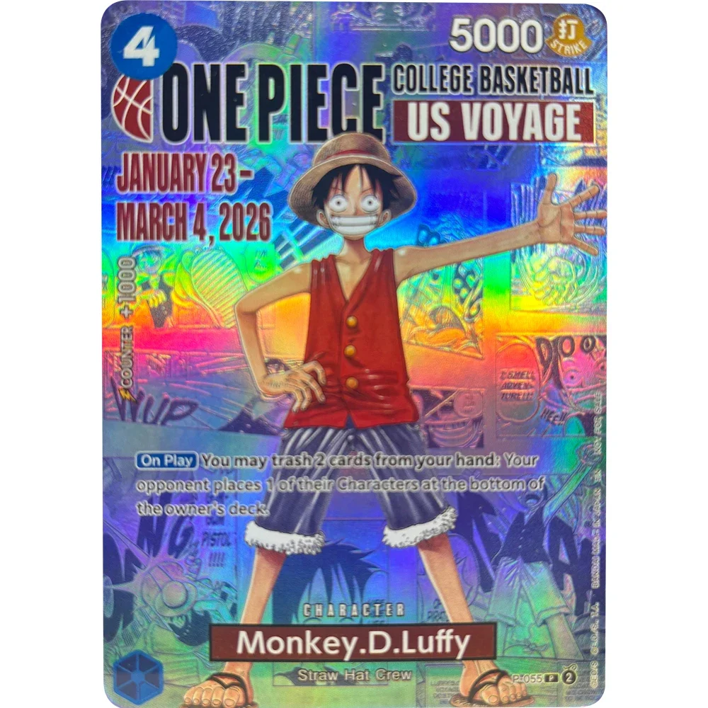 ONE PIECE Sammelkarten DIY P-055 Monkey D. Luffy Fish-Man Island EN Hochwertige Selbstgemachte Spiel-Anime-Karten Geschenk Spielzeug
