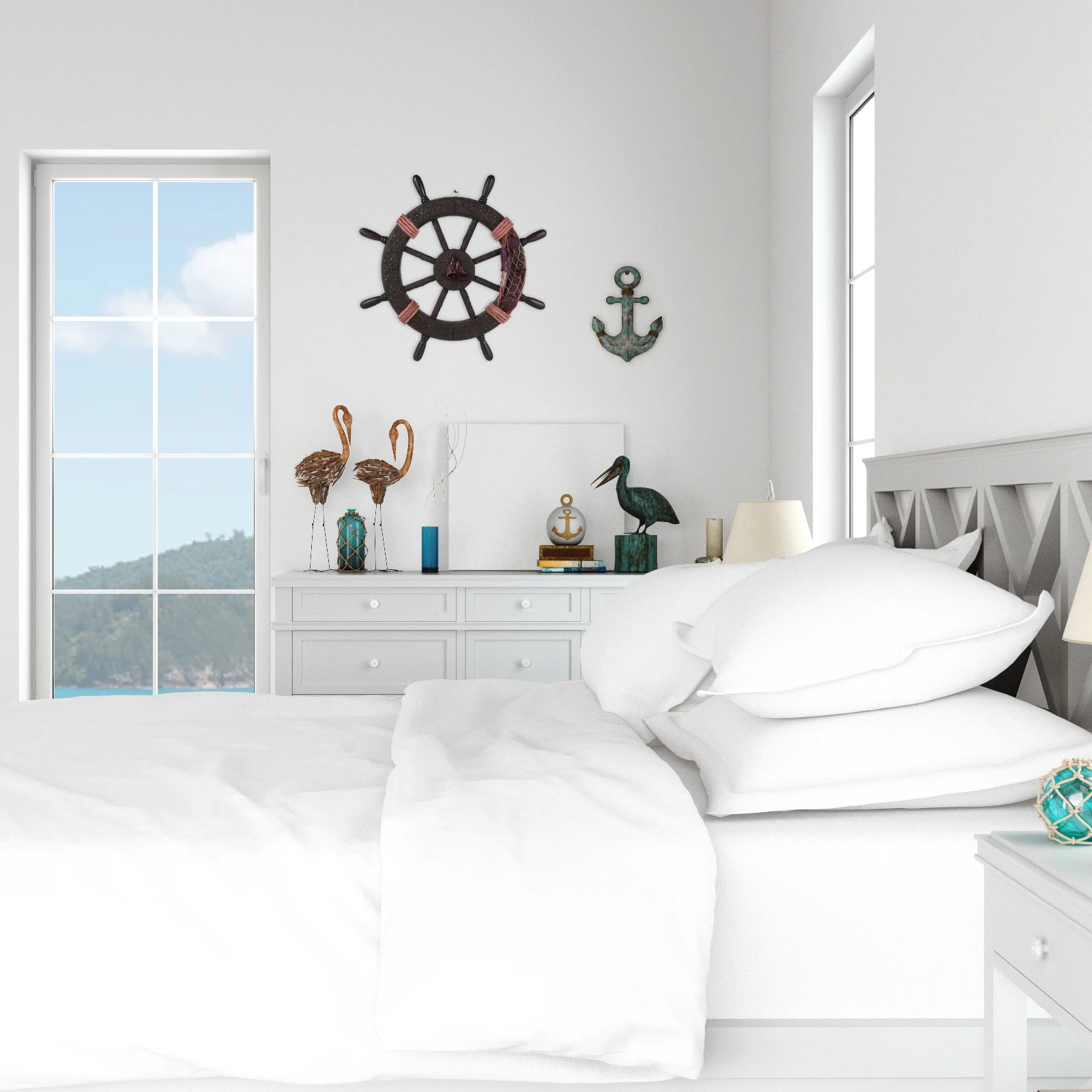 عجلة السفينة جدار ديكور دفة خشبية معلقة الزينة للمنزل نمط البحر الأبيض المتوسط براعة غرفة المعيشة غرفة نوم