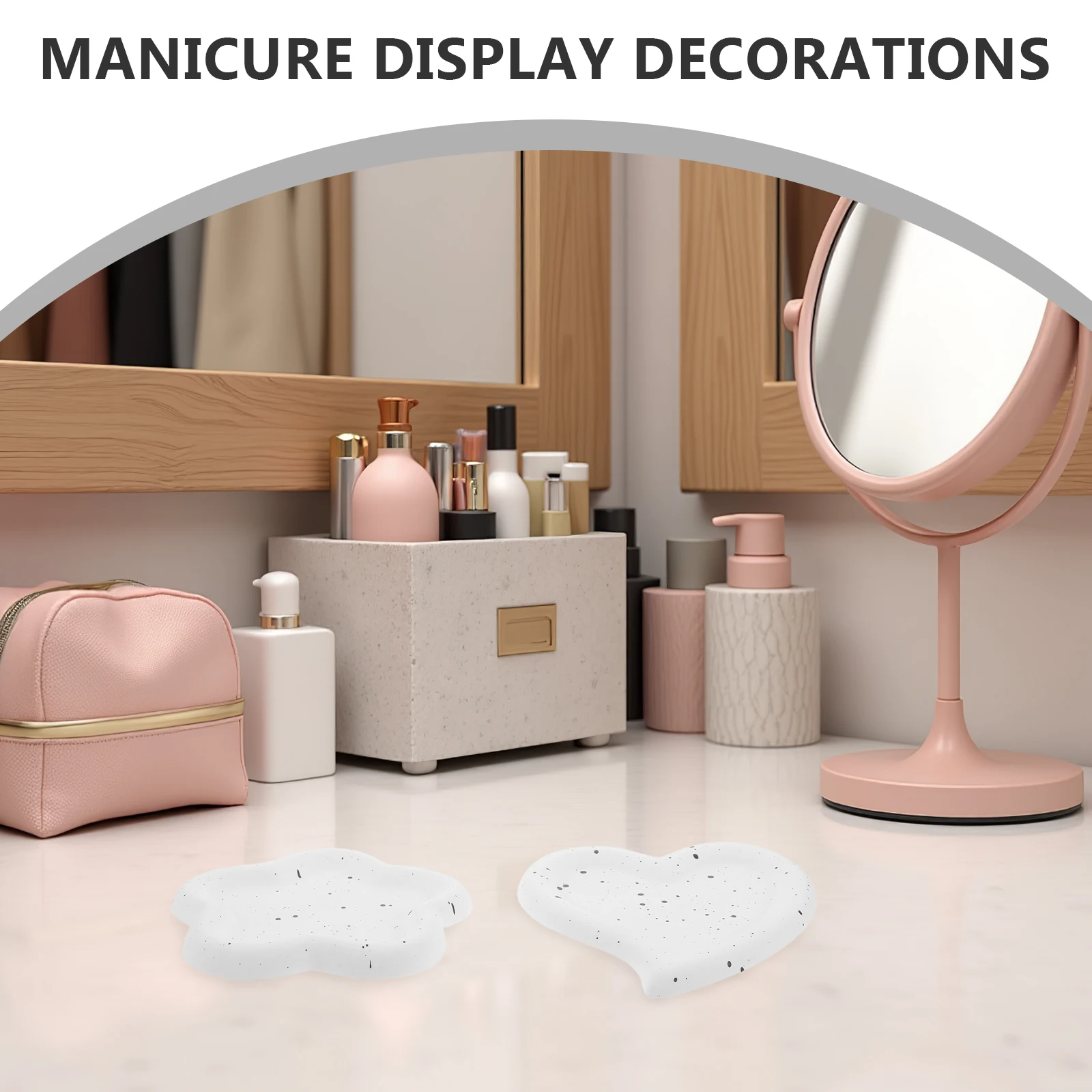 

2pcs Art Display Tray Heart-Shaped Jewelry Dish For Rings Perfume Holder Plate Cute Trinket Dish Photography Props Nail Art