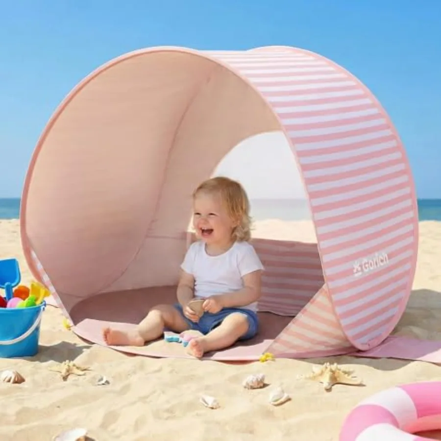 

Pop Up Baby Beach Tent with UPF50+ UV Protection, Portable Toddler Sun Shelter with Mesh Ventilation, Lightweight and Foldable
