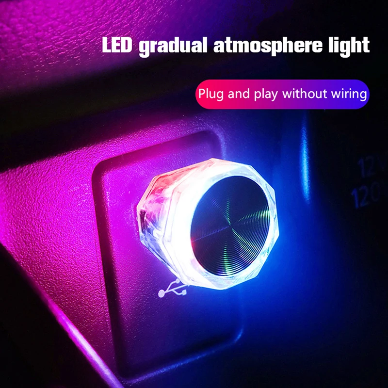 Accendisigari per auto USB Atmosphere Light LED Mini luce notturna colorata senza cablaggio accessori per l'illuminazione interna dell'auto forniture