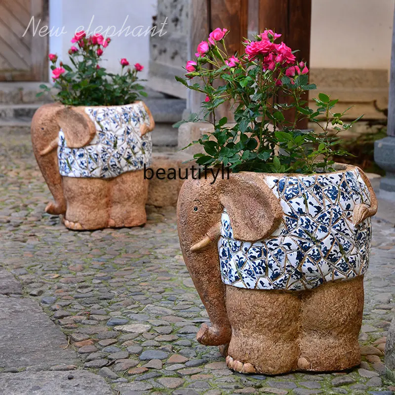 Elephant Flower Pot Animal Decoration Villa Hospitality Inn B & B Outdoor Garden Green Plant Creative Furnishings decor