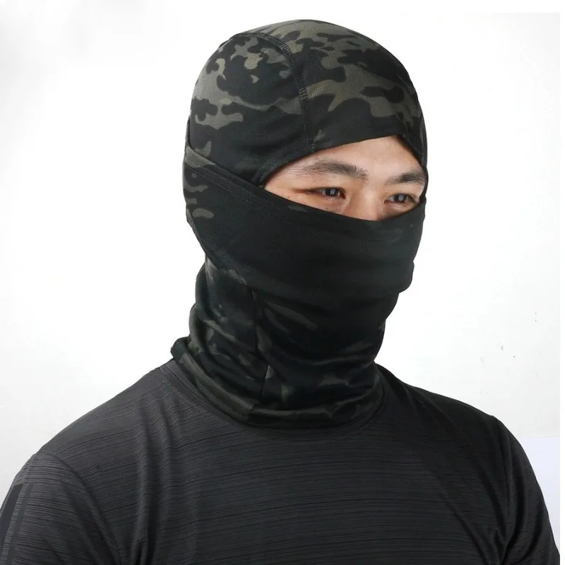 Outdoor cycling full face hood hood wild fishing anti-sand Russian camouflage hood double-sided mesh cloth breathable