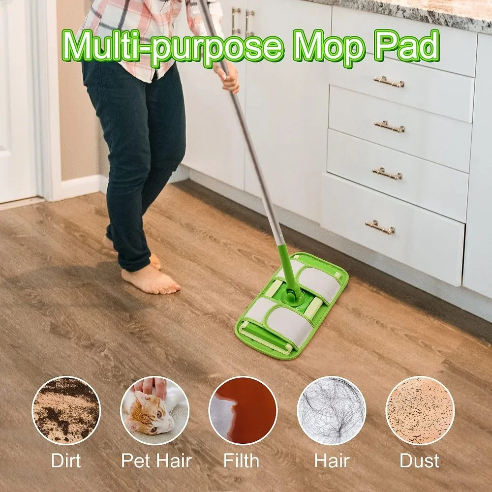 Microfiber Mop Pads For Swiffer Sweeper Mops Reusable Washable Floor Mop Pad Refills Multi Surface Wet & Dry Cleaning 12 inches