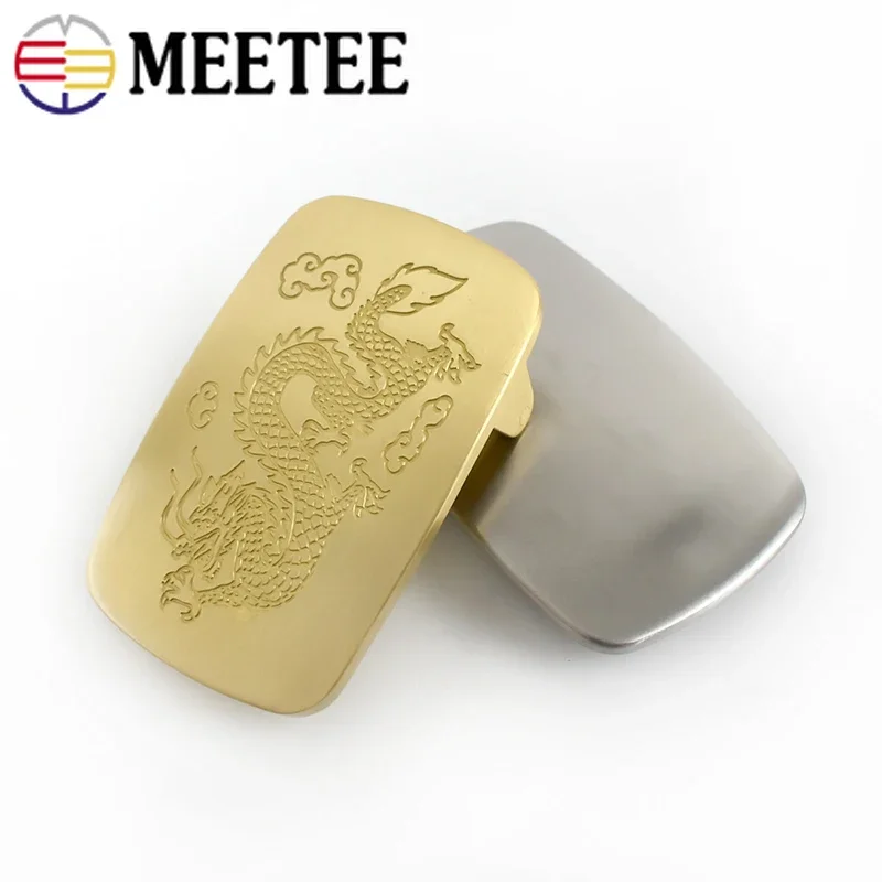 Meetee 1Pc/2Pcs 39mm High-grade Stainless Steel Brass Men Belt Buckle for 37-38mm Belts Clasp Head Jeans Leather Craft Accessory