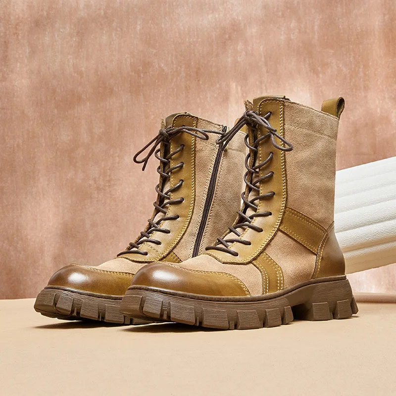 

Autumn Winter Ankle Boots Male All-match Cowhide Motorcycle Boots Male Retro Men Shoes High Quality Genuine Leather Boots Men