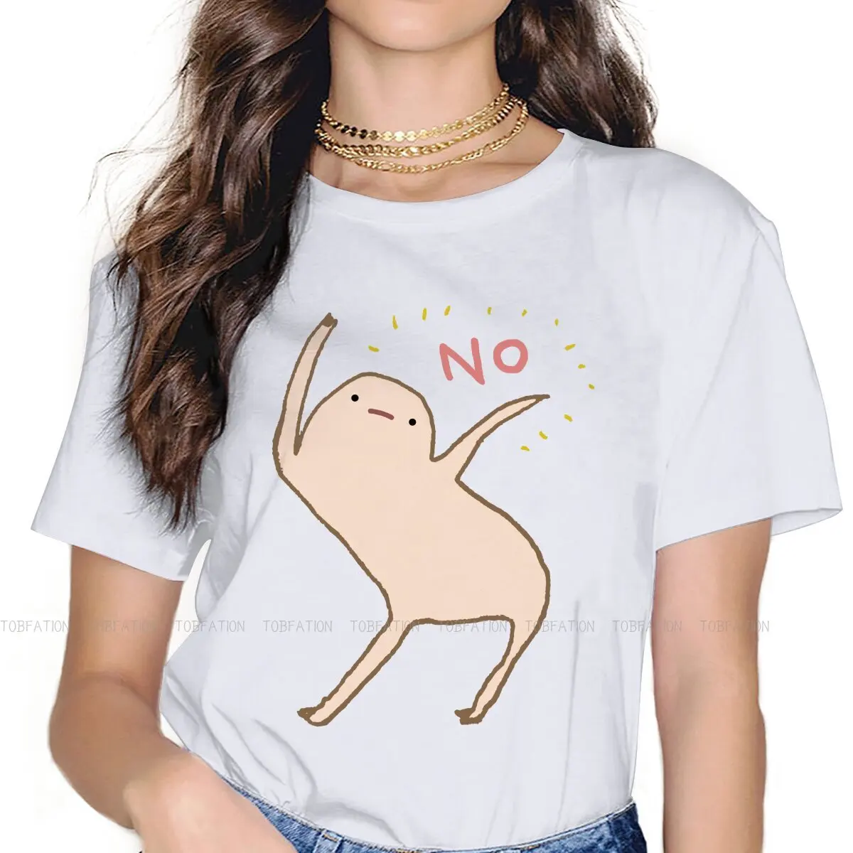 Honest Blob Says No Women's T Shirt Meme Design Girls Tees Kawaii Cotton Tops Basic Tshirt 5XL Loose Hipster