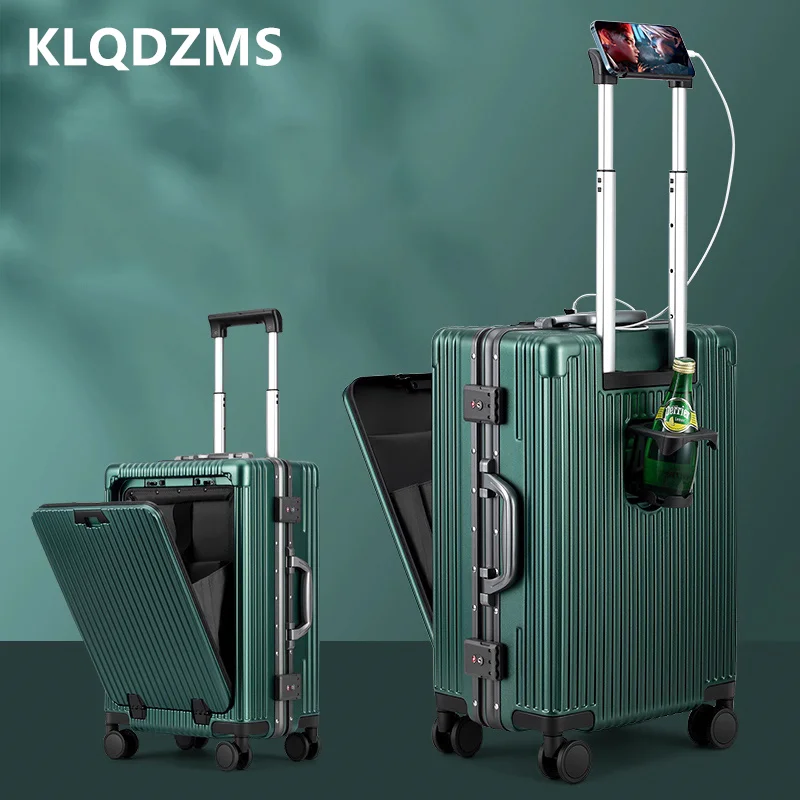 

KLQDZMS Чемодан для ноутбука с передним отверстием, посадочный чемодан с зарядкой через USB, многофункциональный чемодан на колесиках 18 "20" 24 дюймов, чемодан для салона