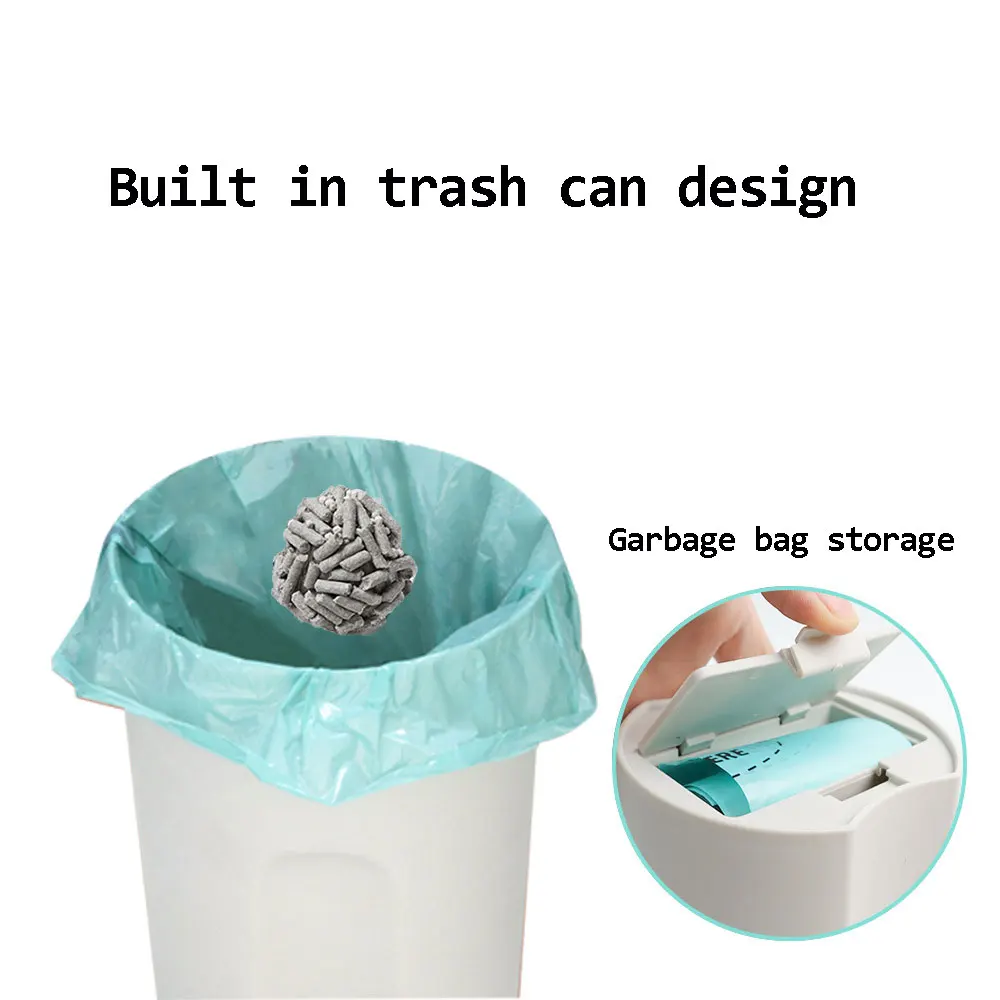 Integrado Cat Litter Shovel Set com caixa de armazenamento e lixeira, Pet Cleaning Tool for Cats Fezes