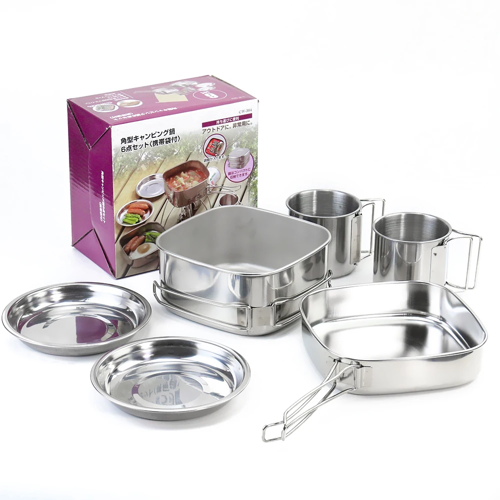 

Герметичный двухслойный ланч-бокс из нержавеющей стали со складной ручкой для кемпинга, пикника, походов, контейнер для еды, посуда