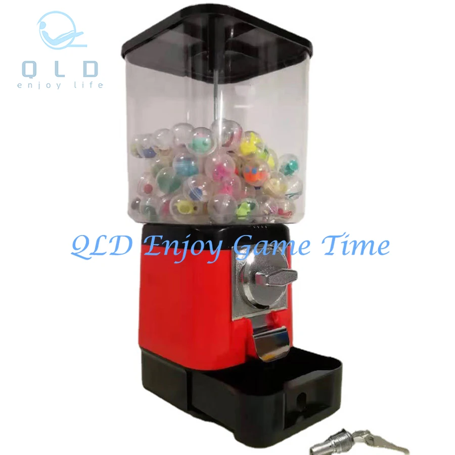 آلة بيع كبسولات Gumball عالية الجودة تعمل بقطع النقود المعدنية، لعبة كروية 28-35 مم ATM، وظيفة بنك العملات المعدنية، دعم أساسي