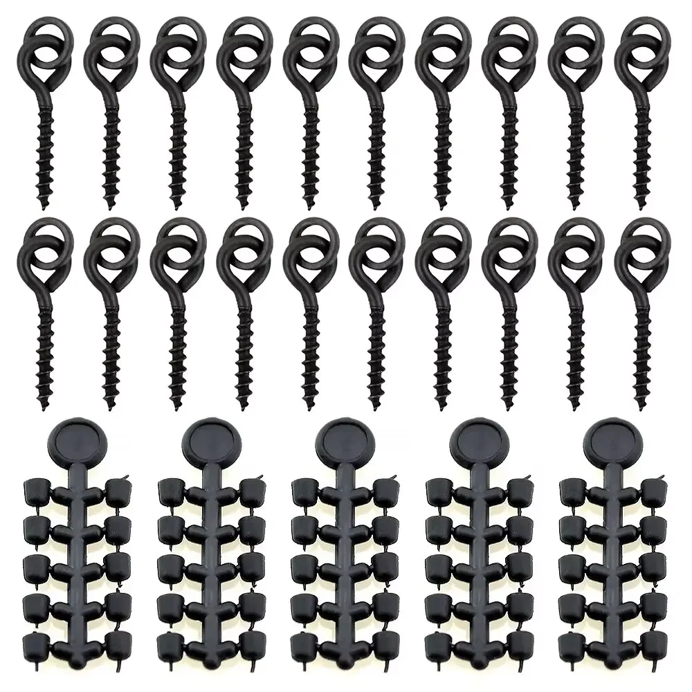 Hirisi 50 stuks rubberen kralen voor karper vishaak karpervissen accessoires vishaak stopper 20 stuks vissen boilie schroef chod rigs