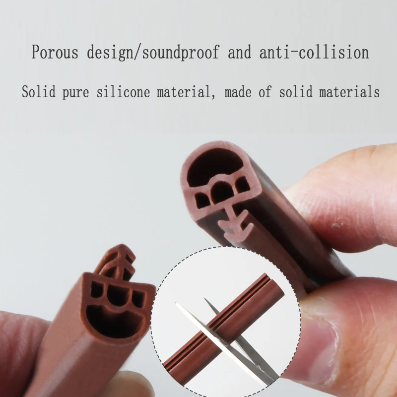 5M Wooden Door Sealing Strip Slot Type Porous Silicone Bedroom Door frame Door Seam Windproof Soundproof Adhesive Strip