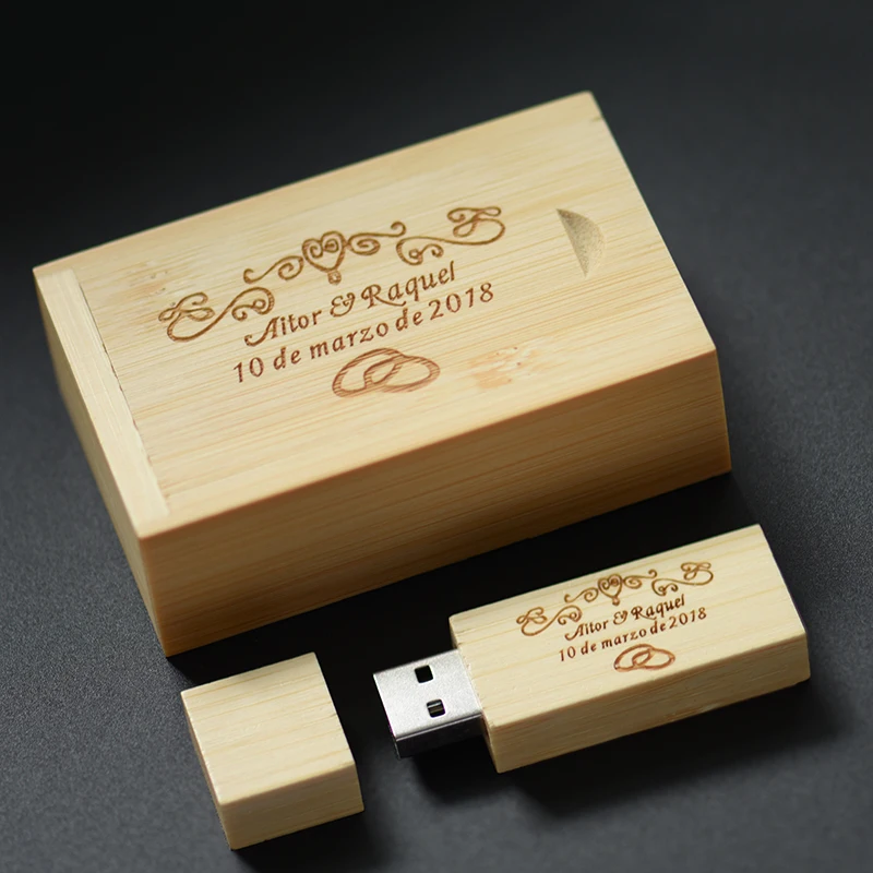 Imagem -06 - Lot Usb Flash Drive 256gb Custom Logo Pen Drive 128gb Caixa de Madeira Memory Stick 64gb Fotografia Wedding Gift Pendrive 50 Pcs