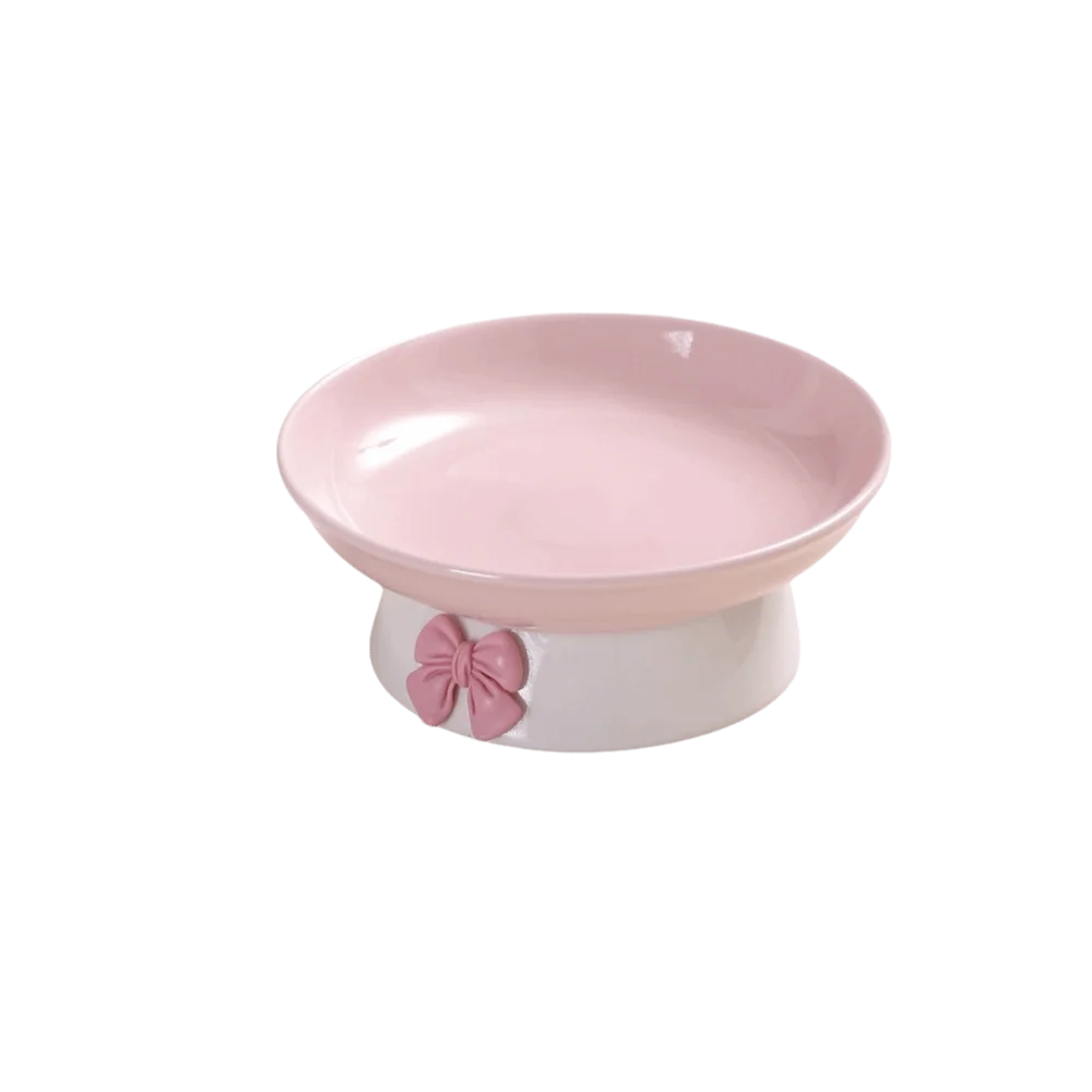 

Керамическая миска для кошек большой емкости, нескользящая основа, цвета макарон, приподнятая миска для домашних животных с бантом, миска для кормления домашних животных, поилка для кормления домашних животных