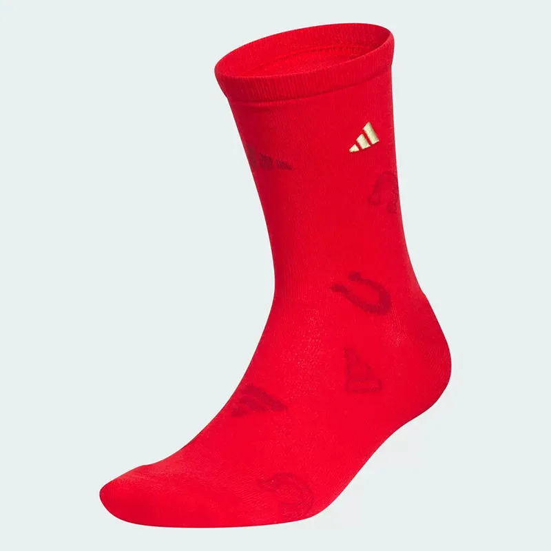 Adidas Men's and Women's Red New Year Auspicious Year Comfortable Printed Casual Sports Mid-Calf Socks KR2568