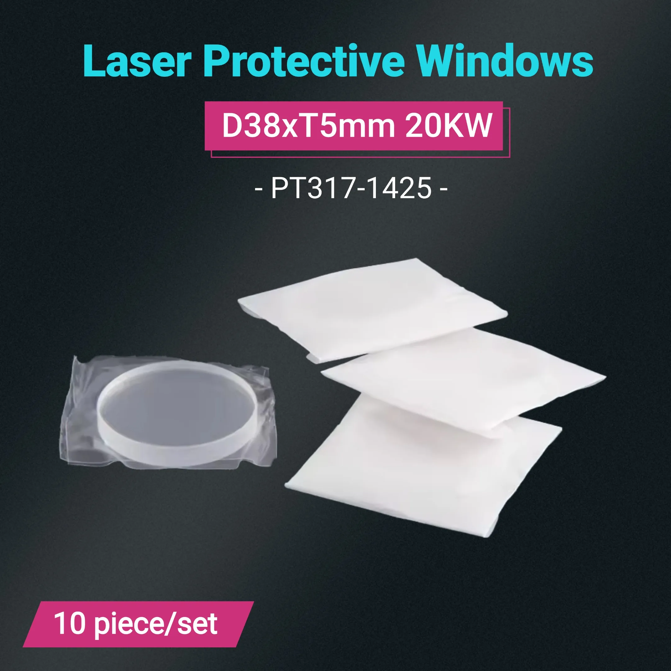 Header 10Pcs Laser Protective Lens 38X5/Widndows Cover Slides 0-20KW PT317-1425 For Fiber Laser Cutting Machine High Quality