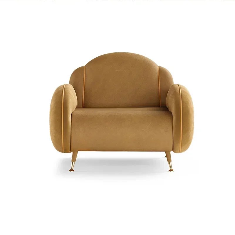 Retro Design Hong Kong Style Light Luxury Single-Seat Sofa Chair Hotel Living Room Negotiation Reception Armchair