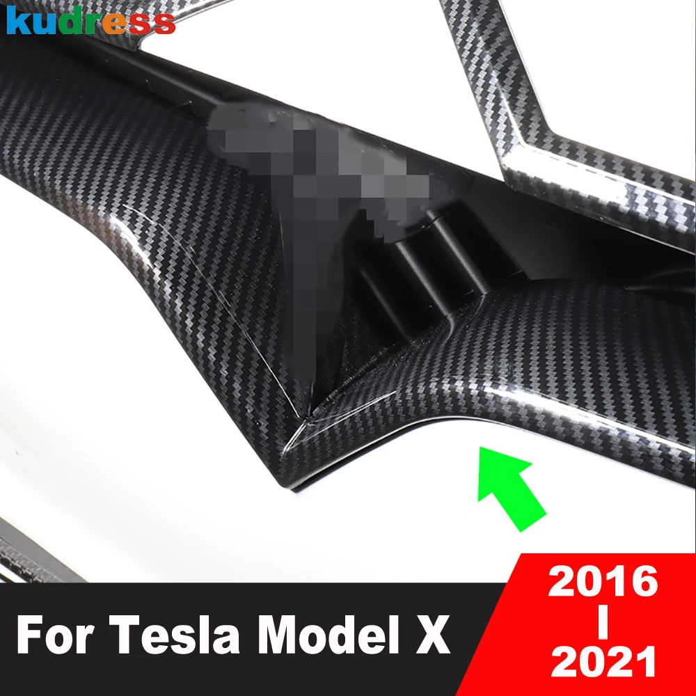 

Передняя центральная решетка, накладка на решетку для Tesla Model X 2016-2019 2020 2021, автомобильные средние решетки из углеродного волокна, сетчатые накладки, аксессуары