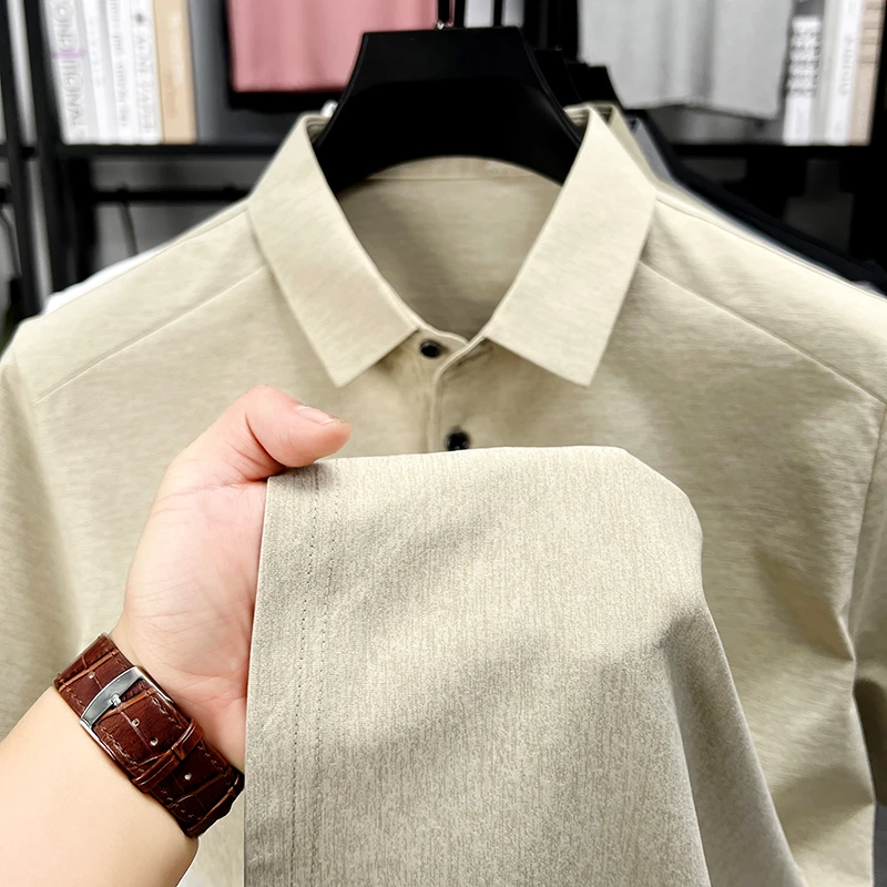 Herren-Kurzarm-Poloshirt mit gesticktem Logo, weichem, atmungsaktivem Stoff, lässiges Business-Oberteil für den täglichen Gebrauch. – Detail 20