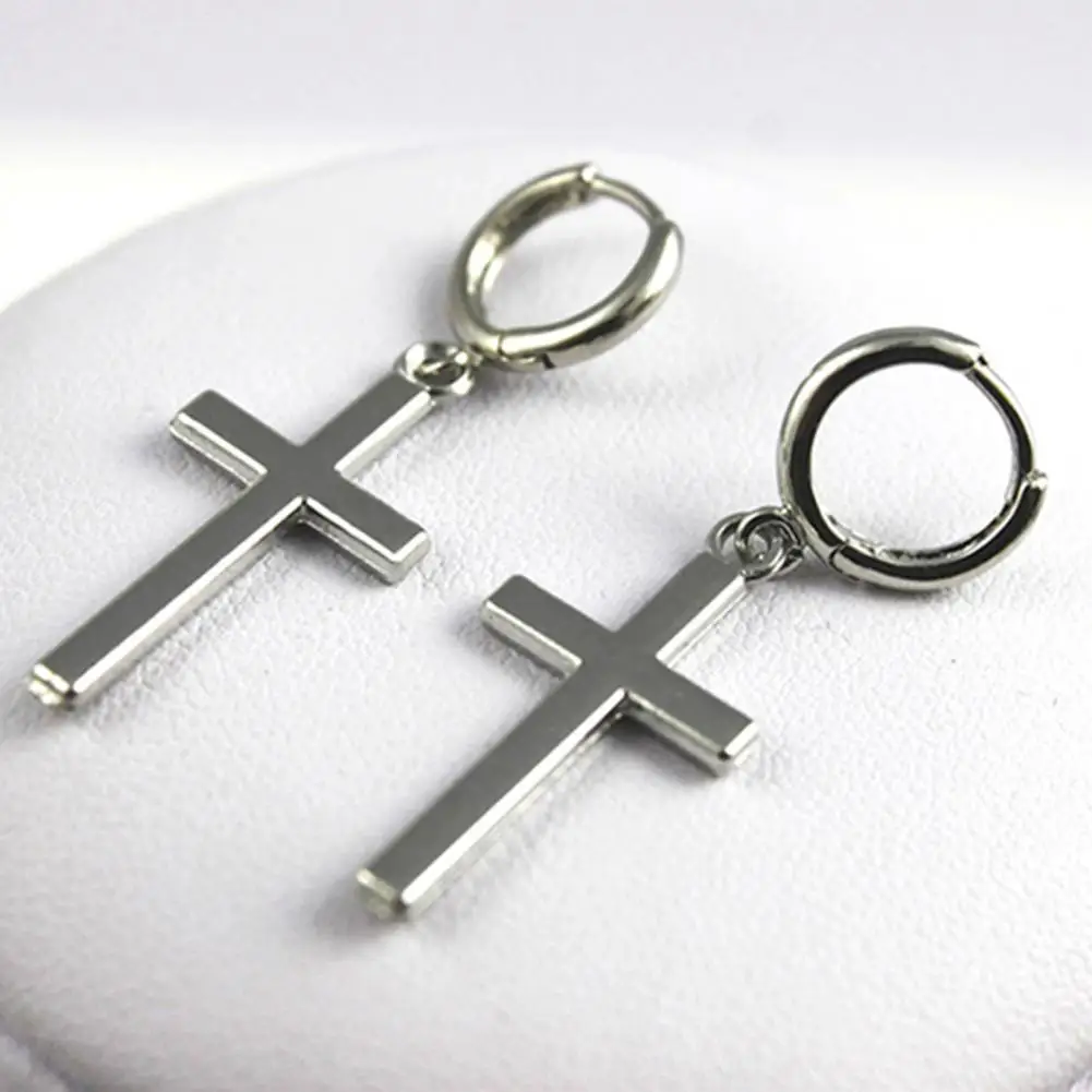 Beautiful Earrings  Exquisite Cross Shape Drop Earrings  Smooth Surface Cross Shape Earrings