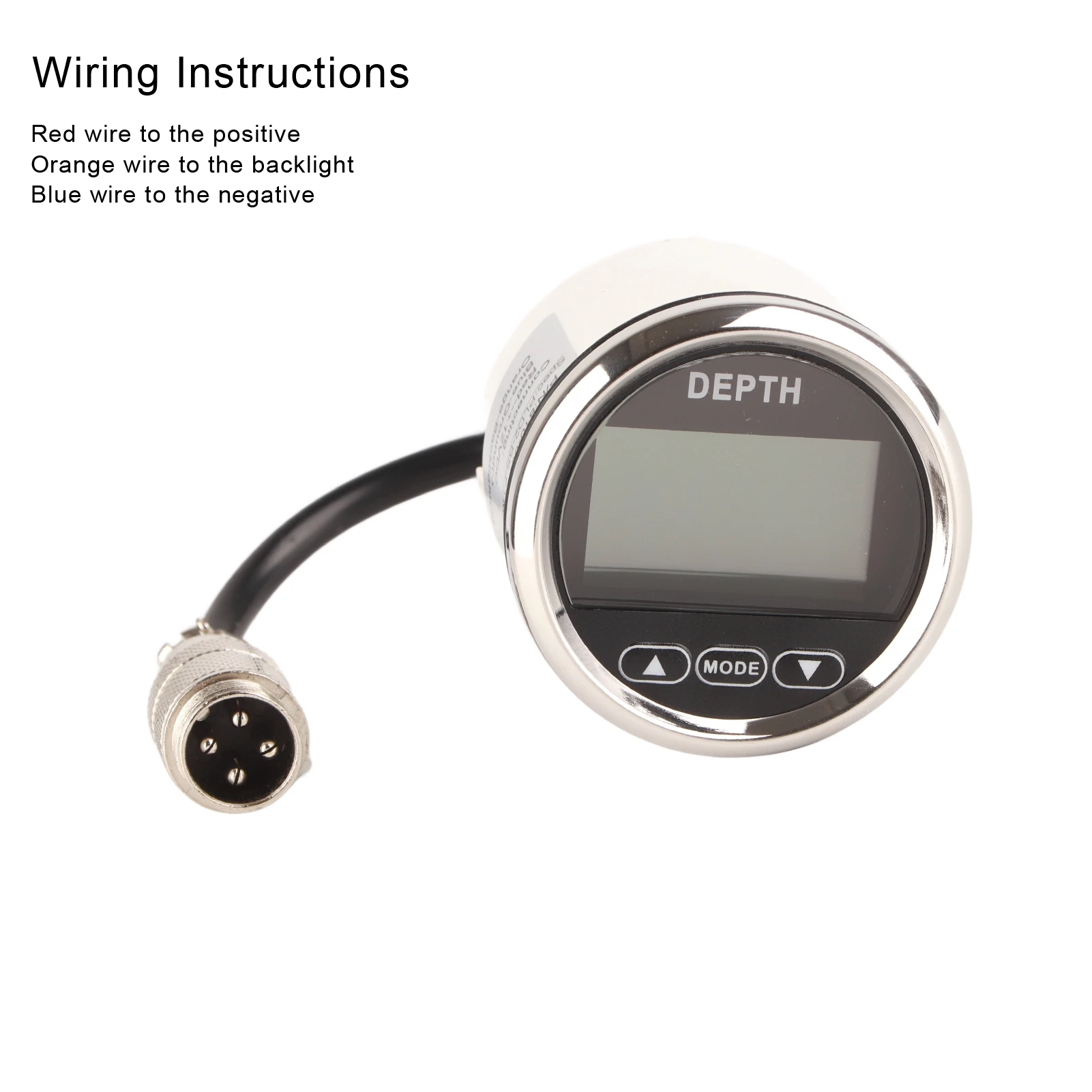 52 mm/2 Zoll Marine-Tiefenmesser, Reichweite 100 m/110 Yards, weiße Hintergrundbeleuchtung, wasserdicht, für Yachten, Fischerboote, digitaler Tiefenmesser, Tiefenmesser