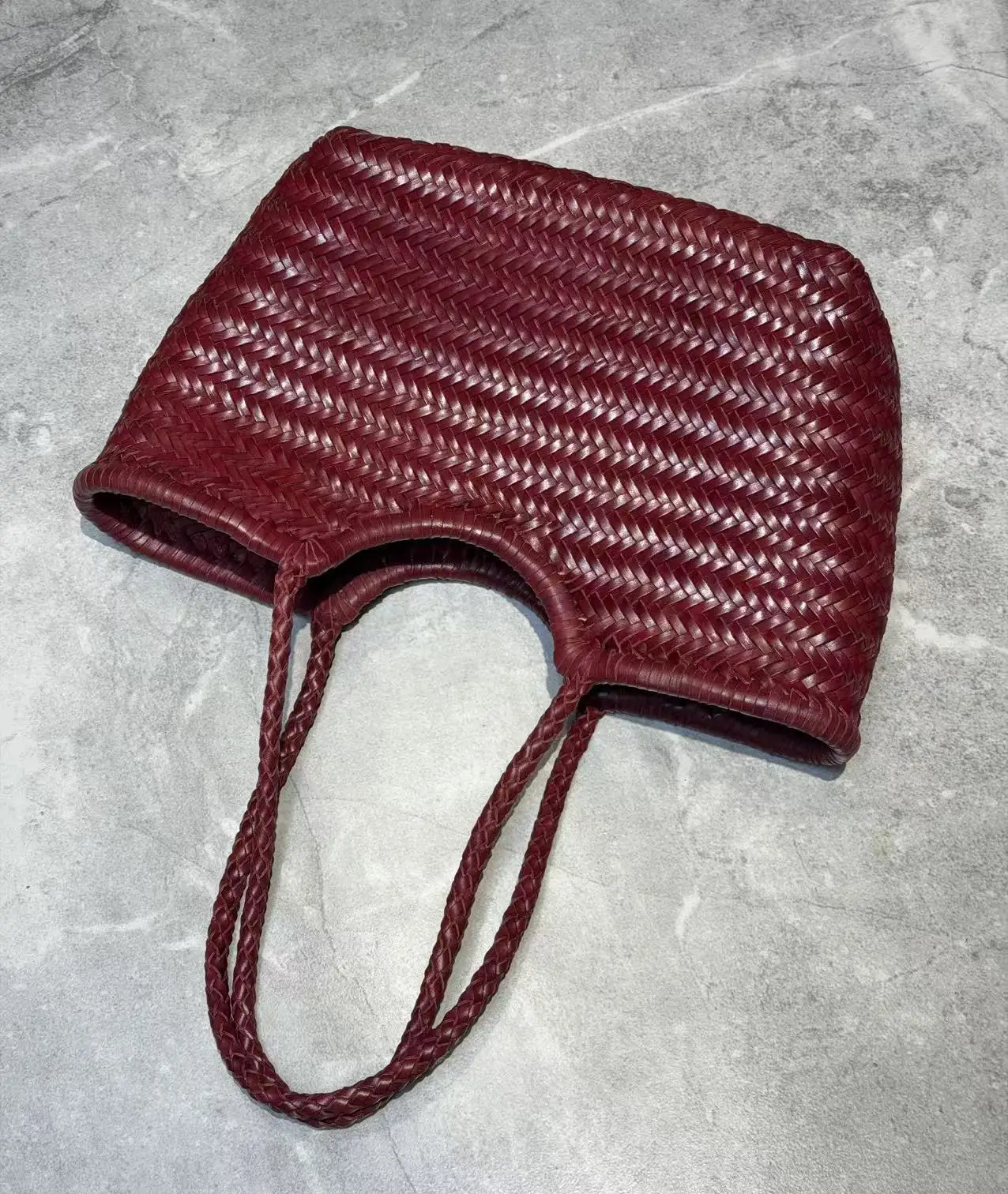 woven bag vintage shopping tote bag Hand woven leather casual plant basket bag with built-in casual