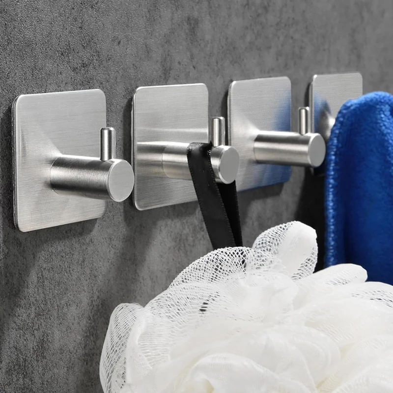 Schwerlast-Selbstklebehaken aus Edelstahl Wandhaken Handtuch- und Kleideraufhänger Badezimmer- und Küchen-Aufbewahrungshalter