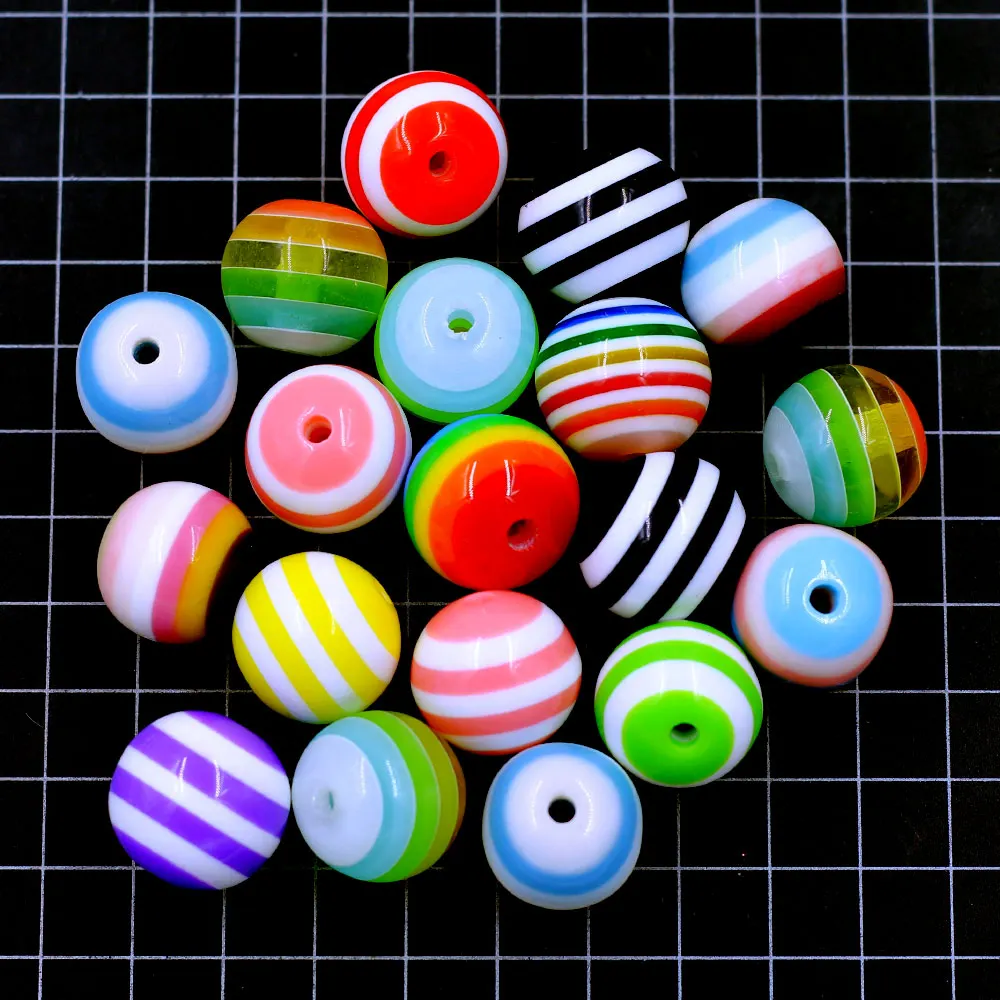 Spacer Beads Acrylic Plastic Stripes Candy Color For Charms Necklace Craft Jewelry DIY Accessories 17x18mm