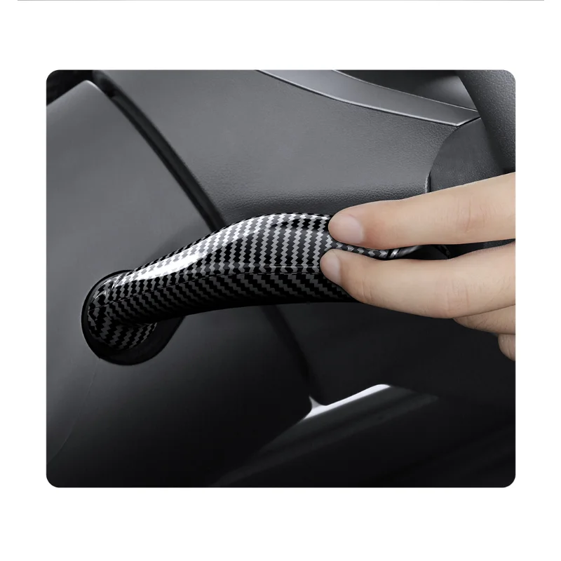 Car Steering Wheel Whift Protection Cover Carbon Fiber Column Shift Knob Cover Decor For Tesla Model 3 Y ABS