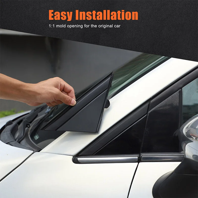 For Fiat 500 10-23 Car Rearview Mirror Side Triangle Panel ABS Black Car Exterior Modification 2-Piece Set (Replacement Model)