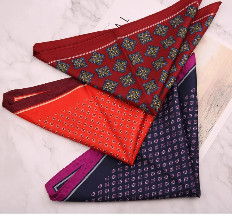 33cm Oversized Men's Pocket Square Polka Dot Red Floral Print Handkerchief Chest Towel Paisley Suits Wedding Gentlemen Hankies