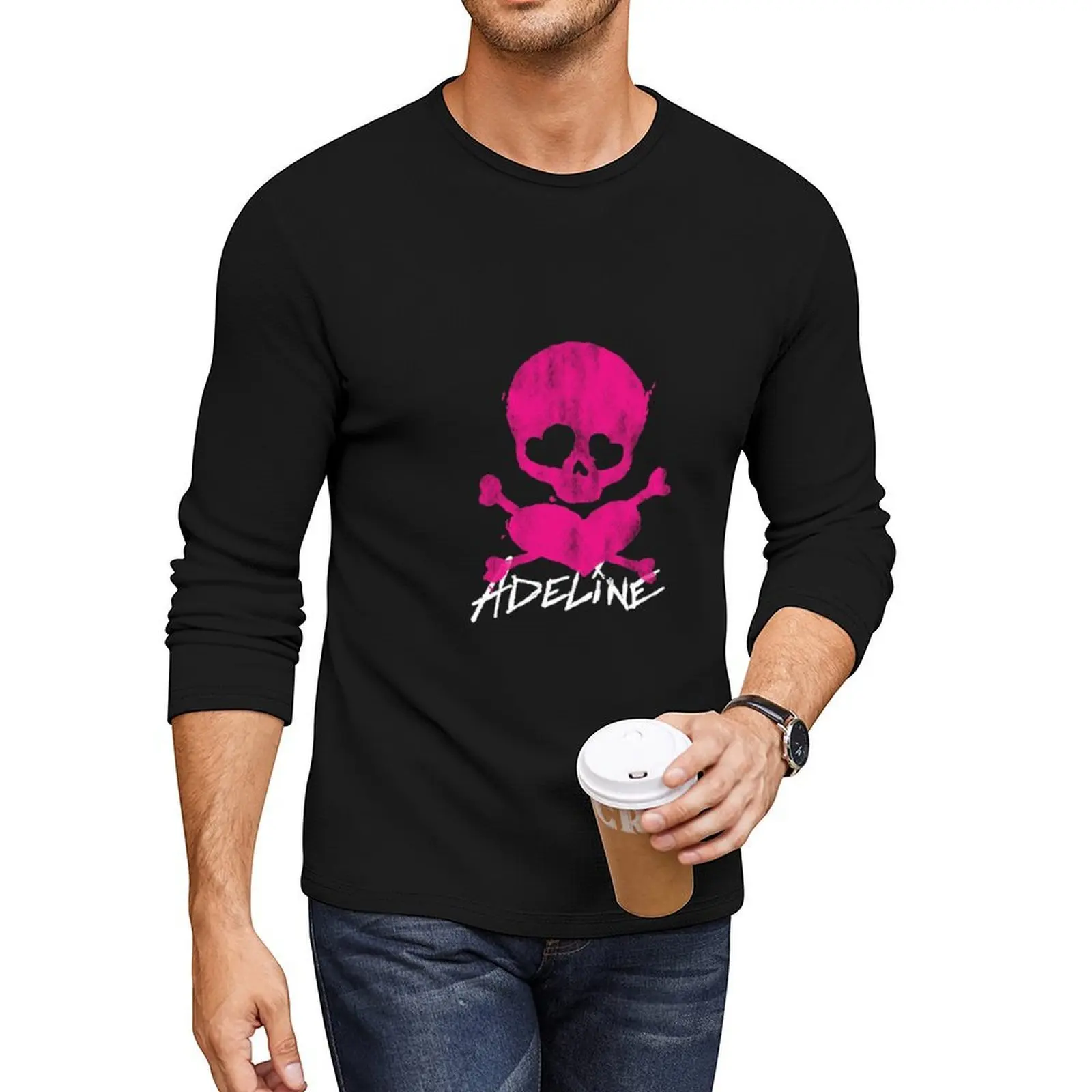 

Adeline Street Pink Skull - Defunct Logo Series (Record Label) Shirt Long T-Shirt quick-drying t-shirt men t shirt