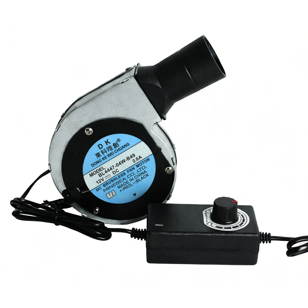 DC 12V Turbo Blower Fan Adjustable Speed Large Air Volume BBQ Air Blower Fan Portable Electric BBQ Blower for Outdoor Grill