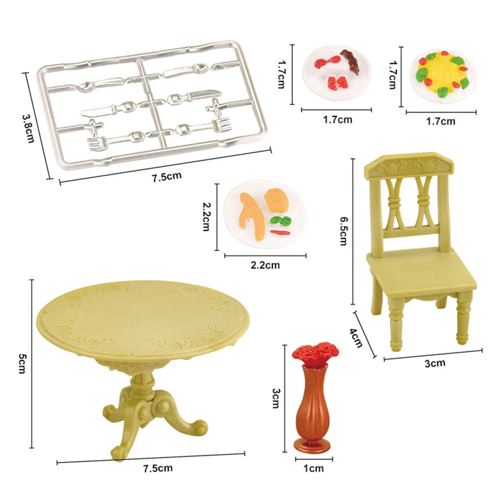 1:12 Scale Desk and Chair Set Dollhouse Dining Furniture Pretend Play Decor