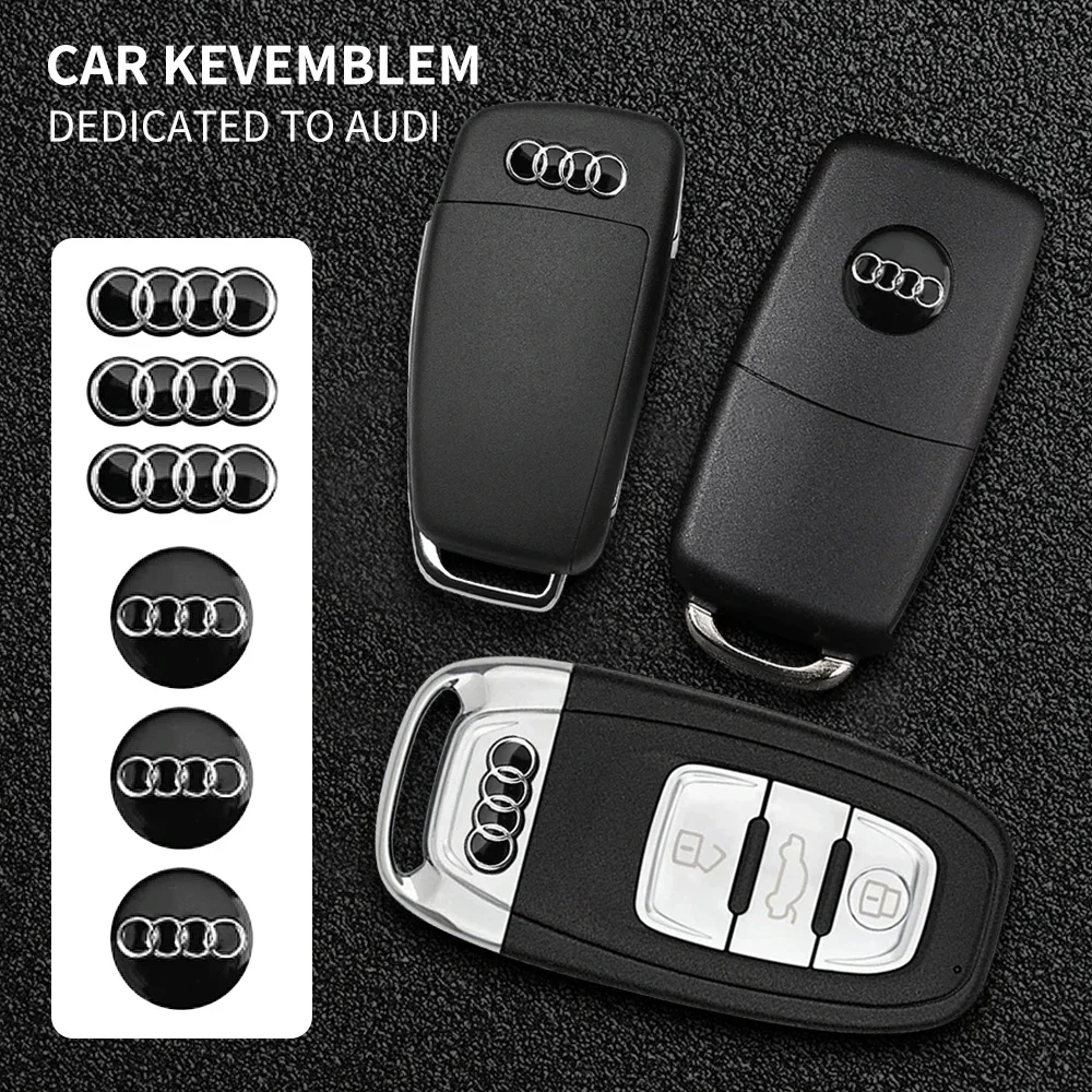 5/10pcs 14MM 16MM Car Remote Key Aluminum Logo Sticker For Audi sline C7 C6 A5 Q5 Q7 A7 Q3 TT A4 B8 B6 B7 B9 A3 8P 8V 8L A6