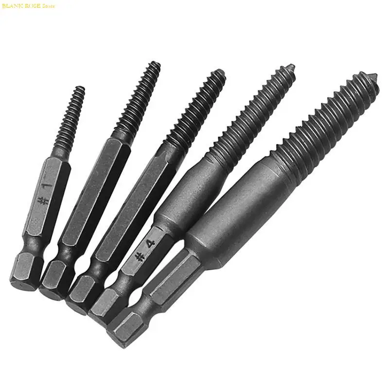 K1AE 5 PCS/SET Easy Out Bolt Extractor Set Shank Broken schroevendraaier Extractor Practical Fluit Bolt Extractor