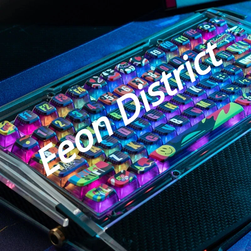 

Original Neon Street Theme Transparent Keycap Sublimation PBT Double Leather Milk Keycap ASA Height 132 Keys