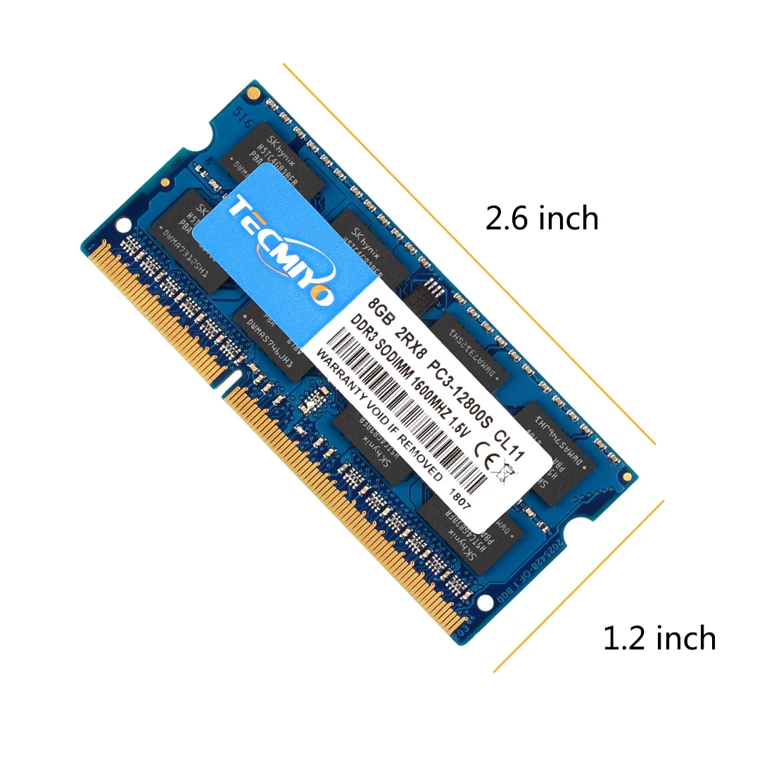 High Quality Tecmiyo Laptop Memory Ram 16GB ( 2X 8GB ) DDR3 1600MHz PC3-12800S 2RX8 SODIMM 1.5V Non-ECC Notebook  Memoria - Blue