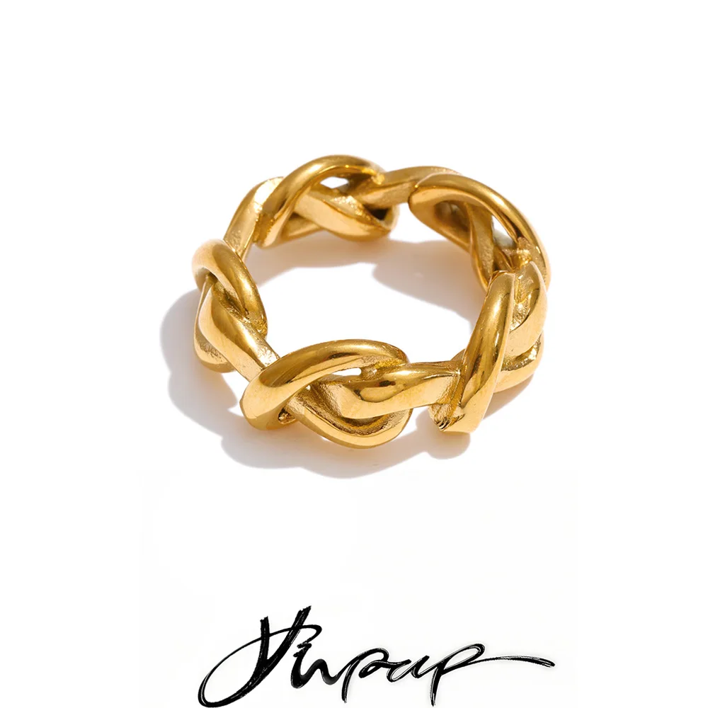 Yhpup Size 6789 Stainless Steel Chain Casting Ring Water Resistant High Quality Daily Wear Minimalist Attractive Women Jewelry
