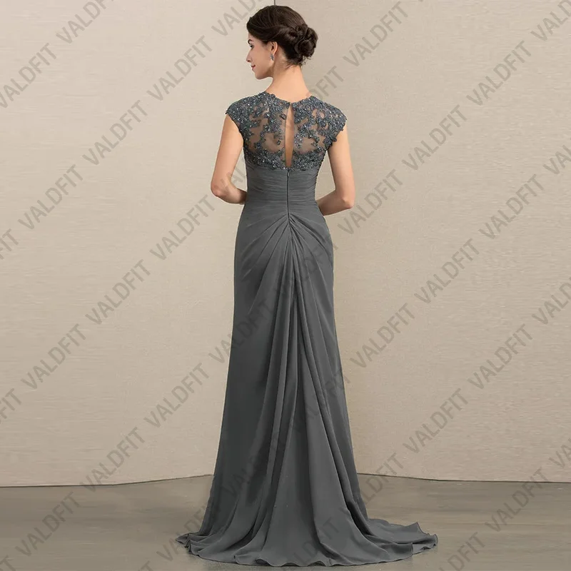 Customized Mother of the Bride Dresses V Neckline with Cap Sleeve Wedding Party Dress vestidos de fiestas elegantes mujer boda