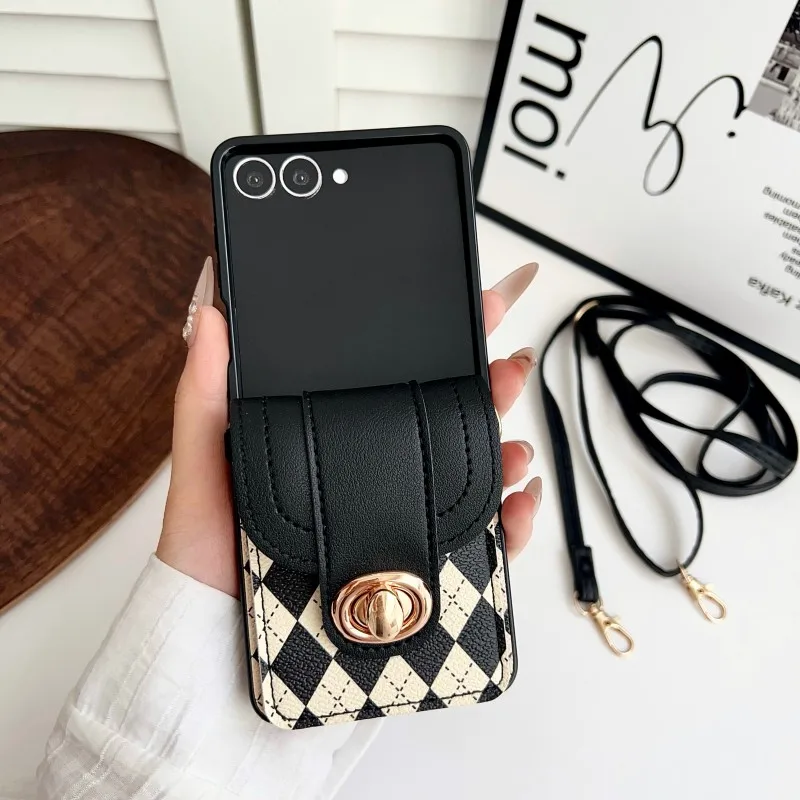 Diamant-Kartenhalter-Hülle mit Trageriemen für Samsung Galaxy Z Flip 7 8 6 5G ZFlip7 Flip7 – Stoßfeste Crossbody-Schutzhülle mit Umhängekordel – Detail 8