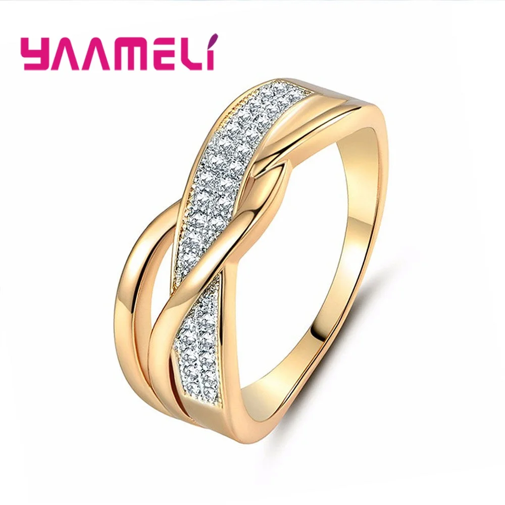 Twisted Real True Lover Eternity Rings Top Quality 925 Sterling Silver Austrian Crystal Wedding Engagement Women Men Accessories