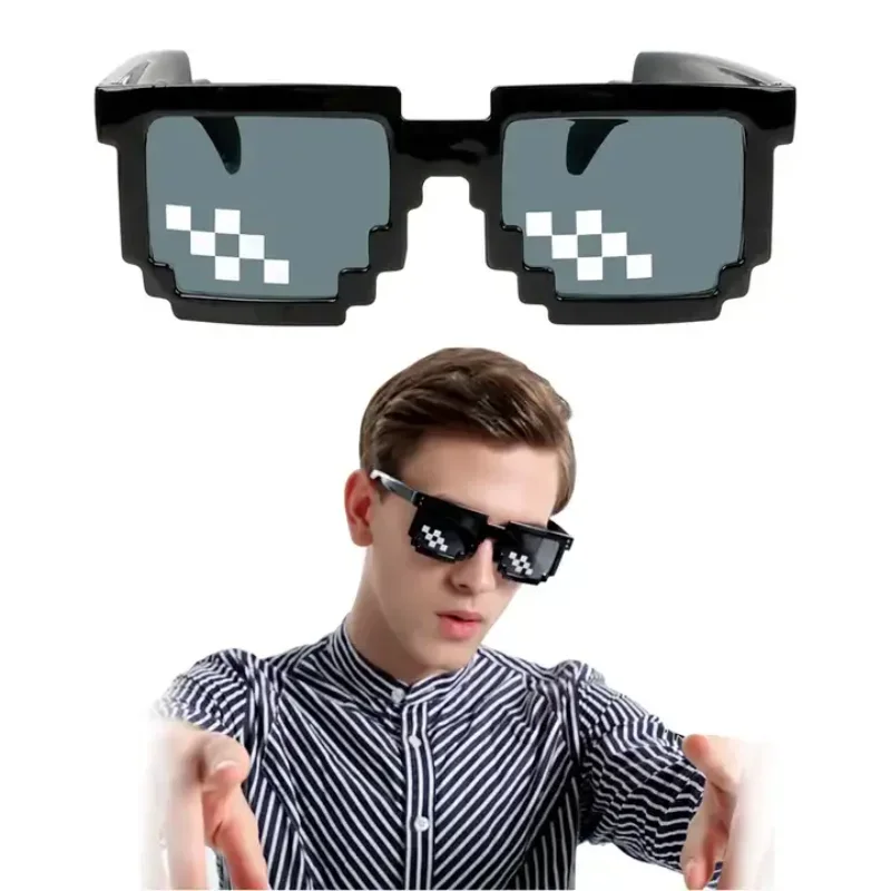 Mosaic Sunglasses Cool Party Vintage Shades Eyewear For Men Women Pixelated Sunglasses Unisex Gift Toy Funny Glasses