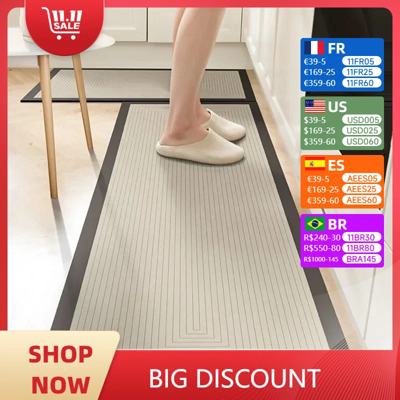 Kitchen PVC Carpet Diatom Mud Absorbs Water Oil Long Strip Area Rug Non-slip Dirt-resistant Washable Quick-drying Floor Mat 주방카펫